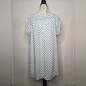 NWT Glam & Glitz Summer Dress Short Sleeve White Blue Diamond Pattern Size S
